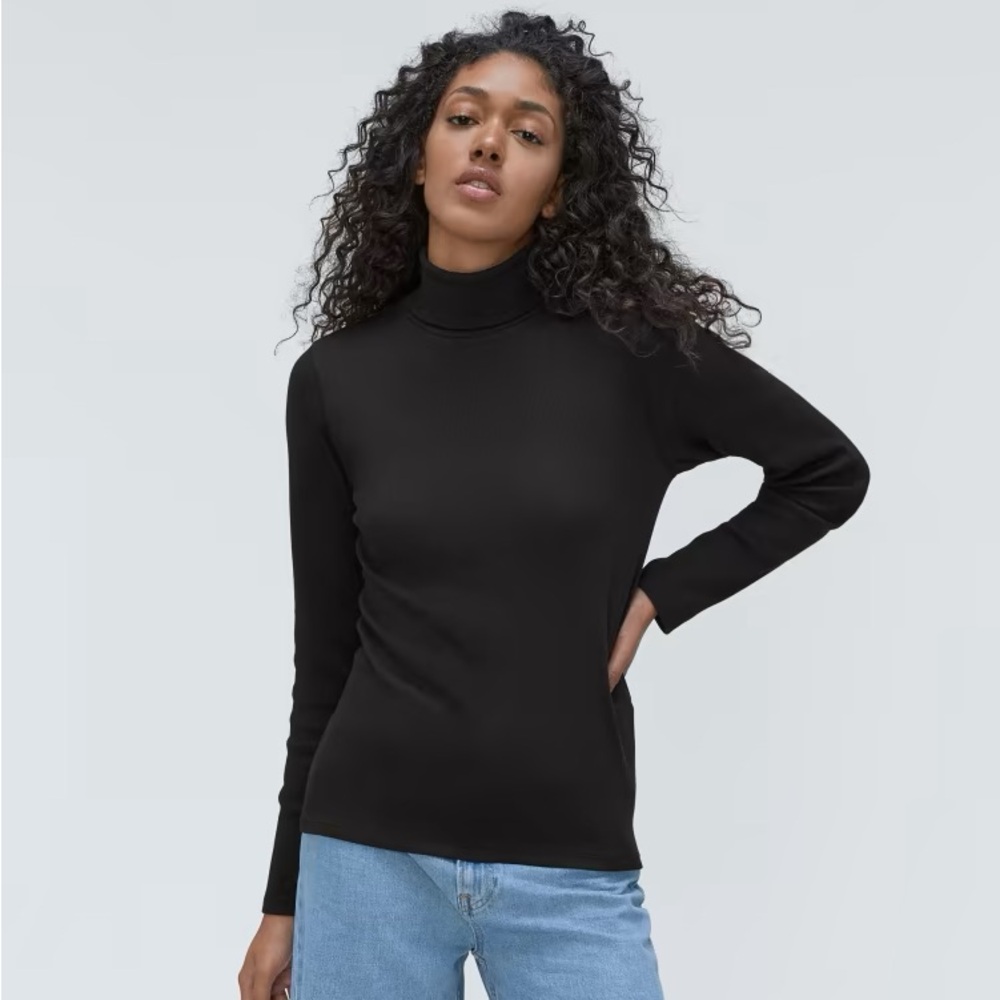 Everlane micro rib supima turtleneck black size small good condition
